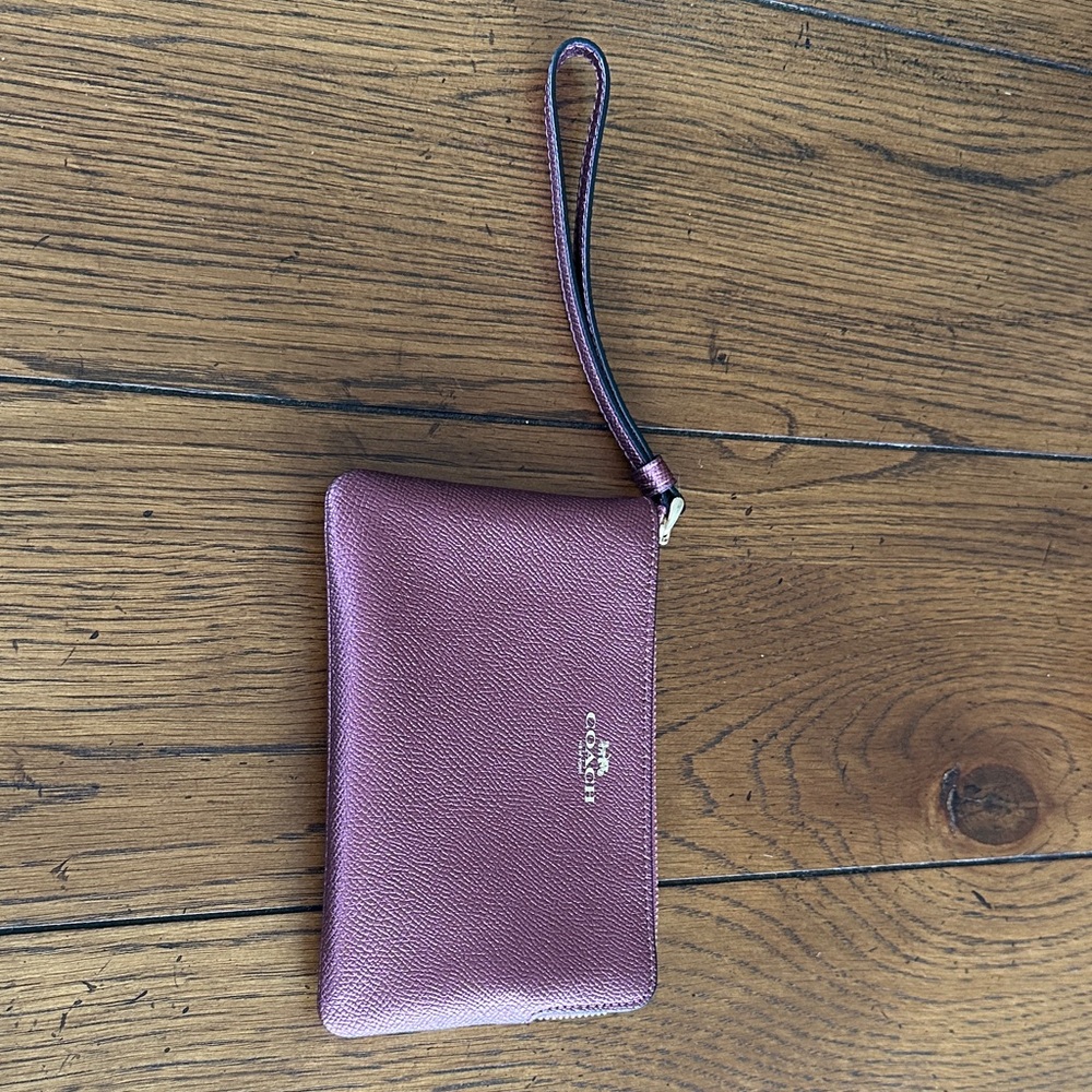Coach Plum Leather Wristlet